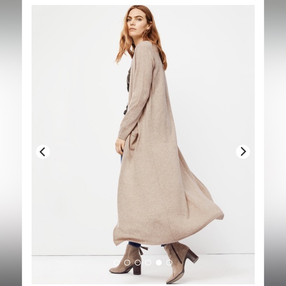 Garnet Hill Gray 100% Cashmere Easy Duster Cardigan Sweater Sz S - Picture 4 of 16